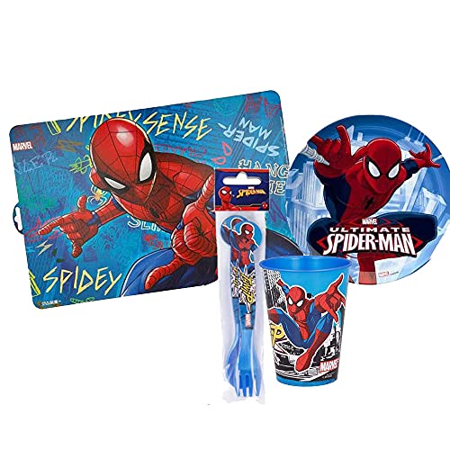 VM Spiderman Set Pranzo Bicchiere + Tovaglietta +
