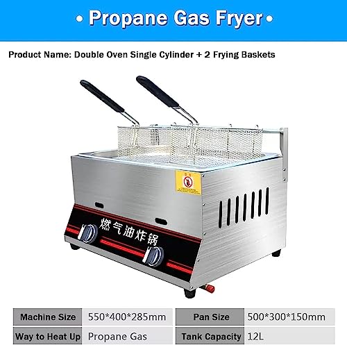 Kommerzielle Fettfritteuse Korb Fritteuse Kommerzielles Gas Manuelle Temperatureinstellung Edelstahl Infrarot Energiesparend Mit Herausnehmbarem Korb Pommes Frites Schnelles Aufheizen Energi – Bild 6