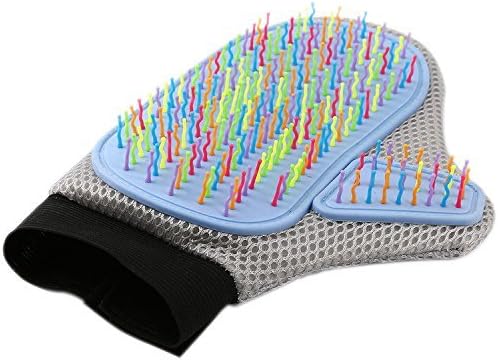 Pet Grooming Gloves - Elastic Bending Rubber Tips - Dog & Cat Brush Gloves for Gentle Grooming - Perfect for Short and Long Fur - By Beruth