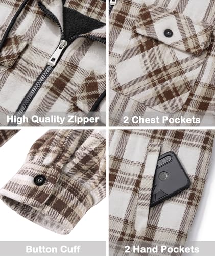 Image of SCODI Men's Flannel Jacket Sherpa Lined Hoodies Zip Up Fleece Plaid Shirt Jackets Winter Outdoor Coat Warm Outwear