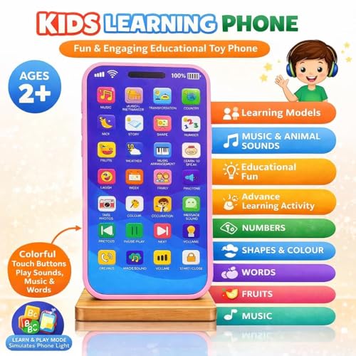 Image of Kids Phone - Rechargeable Toy for Kids with 24 Learning Modes | Talking Dummy Mobile for Boys & Girls Age 2-12 | Educational Mobile Phone Toy with, Music & Games Phone I Phone