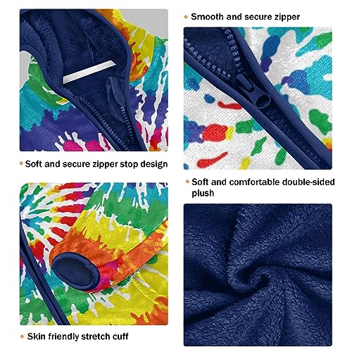 Colorful Tie Dye Boys Fleece Hoody Jacket Zip Up Coat Warm Fall Winter Plush Jacket Long Sleeve Outerwear3