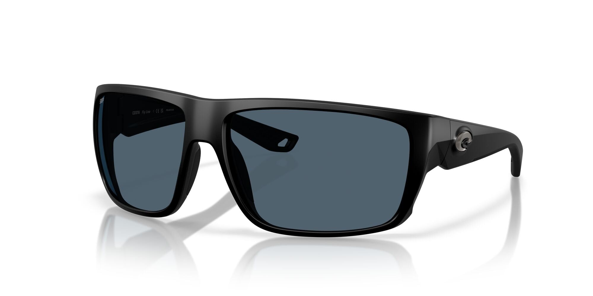 Costa Del Mar Gafas de sol Fly Line, Negro mate/gris 580p, 64 mm