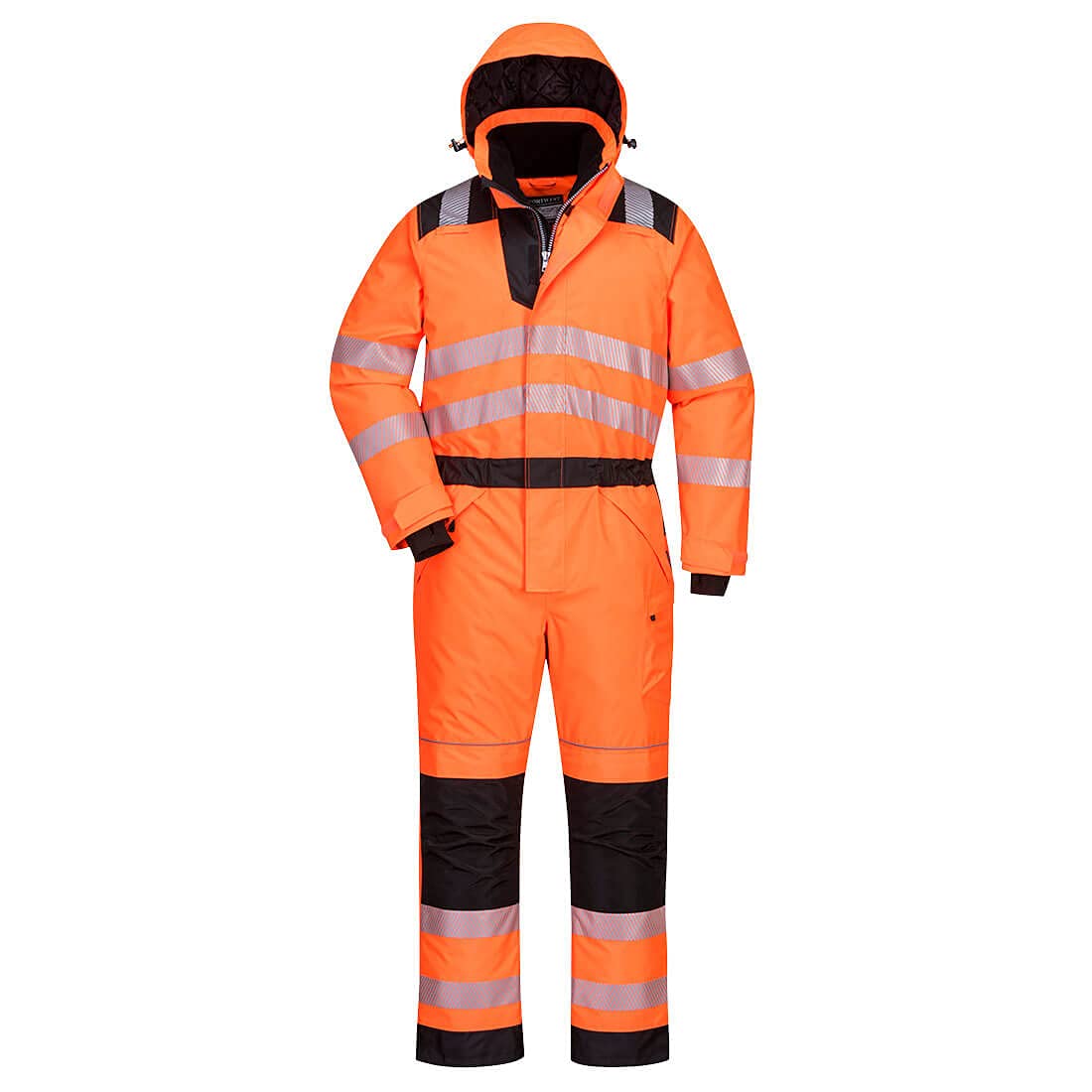 Portwest PW352 Tuta Invernale ad alta visibilità Apertura Frontale con Zip | Arancione/Nero, L, EN ISO 20471 Classe 3, EN 342, Polsini Regolabili, Orli Regolabili, Tasche Porta Ginocchiere, Impermeabile