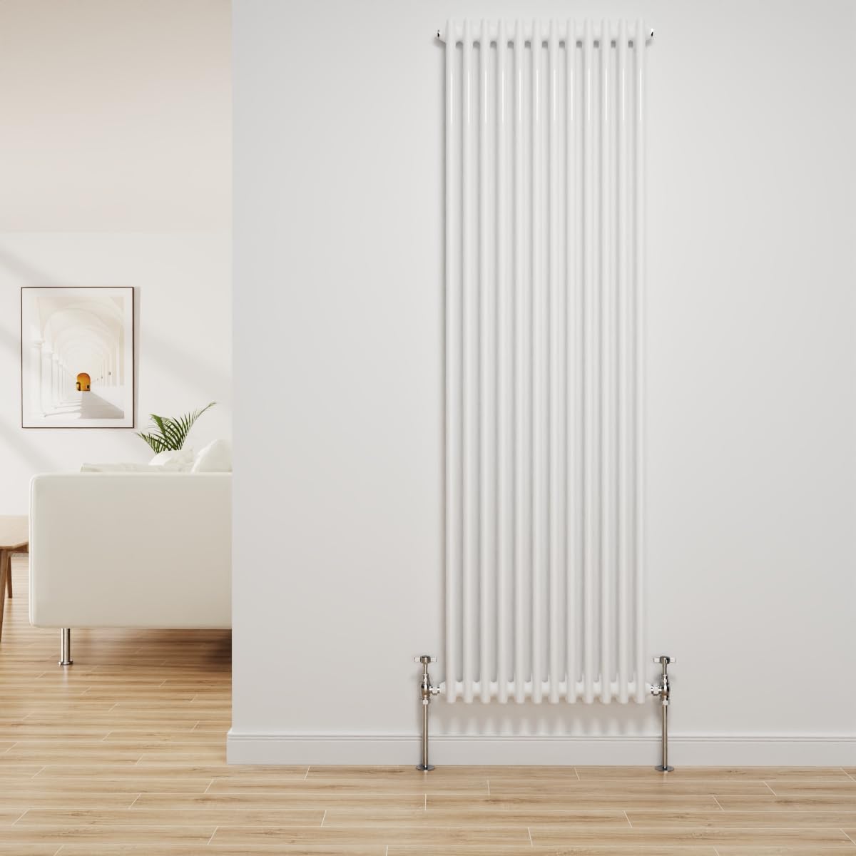 Nrg Gloss White Traditional Radiator Cast Iron 2 Column Vertical Central Heating Bathroom Radiators 1800X560mm