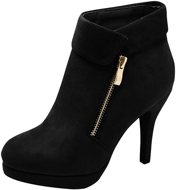 TOP Moda George-40 Ankle Wrap Boots, Black Suede, 6