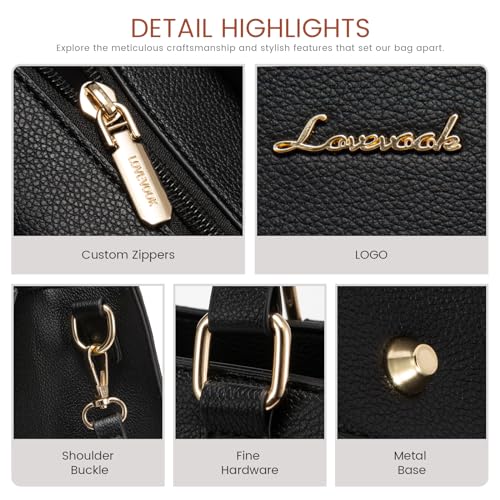 Image of LOVEVOOK Purses and Handbags for Women, Tote Shoulder Bag Satchel Black Purse and PU Leather Top Handle for ladies