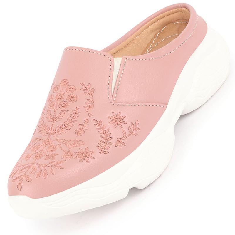 FAUSTO FST 1342 PINK-37 Womens Pink Floral Print Embroidery Design Back Open Slip On Mules Shoes (4 UK) (B0CN3B66LF) Amazon Price History, Amazon Price Tracker
