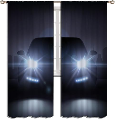 Miniatura 9 de Cortinas opacas de policía para niños y niñas, decoración de oscurecimiento de habitación, automóviles de policía modernos y luces de advertencia,