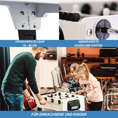 Bandito Tischkicker Fun Outdoor, kindersichere Teleskopstangen, höhenverstellbar 78-86 cm, Mini Tischfußball für Kinder und Erwachsene, Kleiner Kicker 60x58 cm, Fußball Spieltisch inkl. 5 Bälle – Bild 5