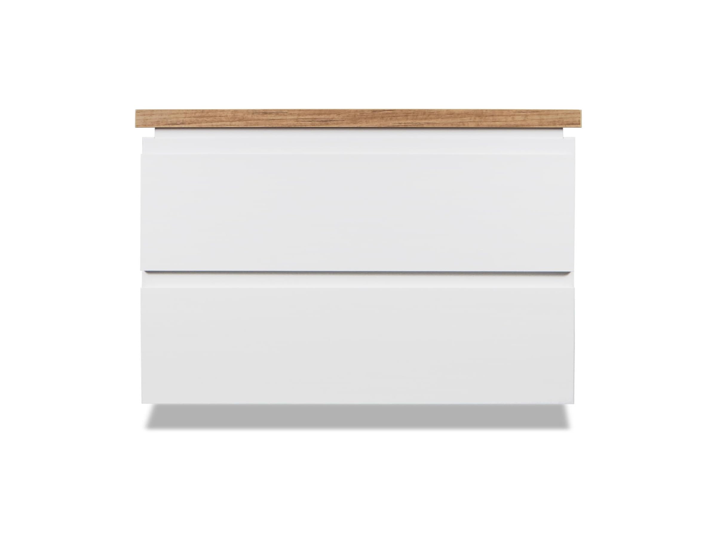 VBChome Badezimmerschrank 80x45 cm Waschbecken 71x38 cm Weiß Unterschränke Wandschrank Waschbeckenunterschrank Hängeschränke mit Arbeitsplatte 2 Schubladen Gefräste Griffe