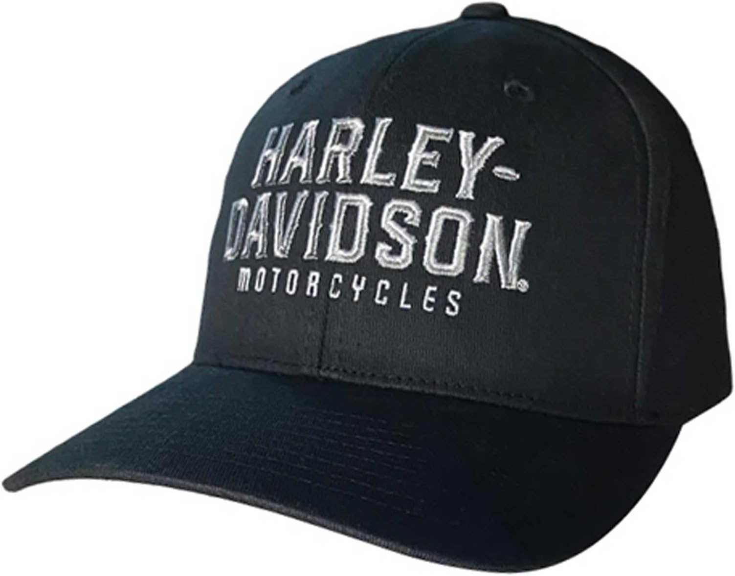 Men's Bevel Curved Bill Stretch Fit Baseball Cap - Solid Black