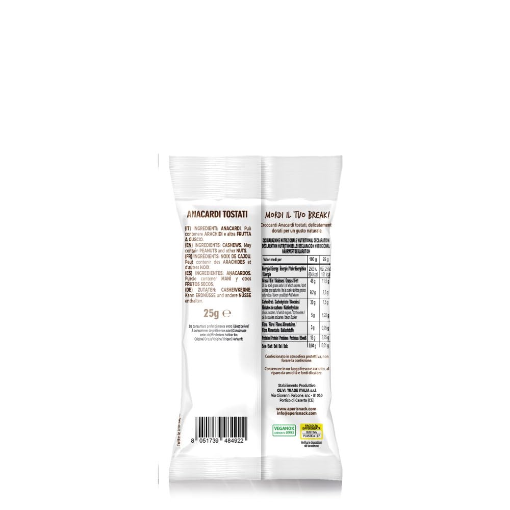 Aperisnack B-Fruit APS02.007 - Estuche para anacardos tostados, 100% natural, 20 paquetes de 25 g