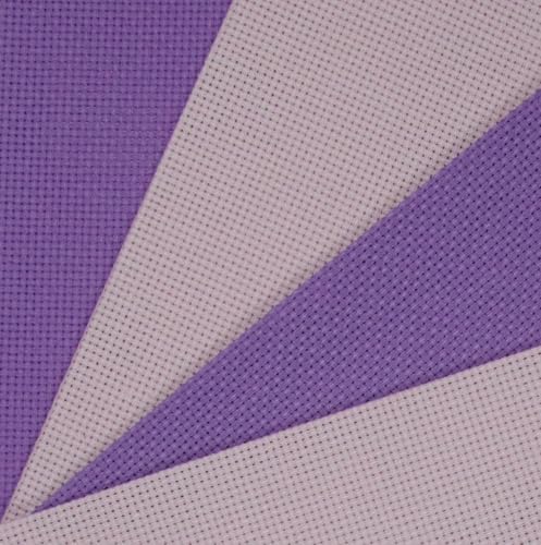 Image of KCS 4 /6 pc of 12 inch x 18 inch 30cmx45cm 16CT Counted Cotton Aida Cloth Cross Stitch Fabric (Lavender+Pink, 4 pc)