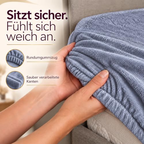Kuscheli® - warme Spannbettlaken aus Cashmere-Touch Stoff - Verschiedene Größen und Farben - Bettlaken Jersey Fleece Biber Spannbetttuch… – Ansicht 4
