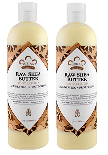 Nubian Raw Shea Butter Body Lotion (Pack of 2) With Soy Milk and Coconut Oil, 13 fl. oz. Each