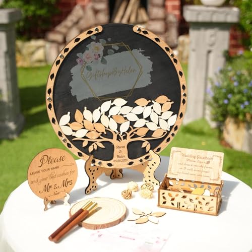 Personalized Tree with Leaves Wedding Guest Book Alternative, Wedding Guest Book for Registry Items, Tree in Circle Guest Book, Family Tree Guest Book Wedding, Alternative Guest Book Wedding Reception