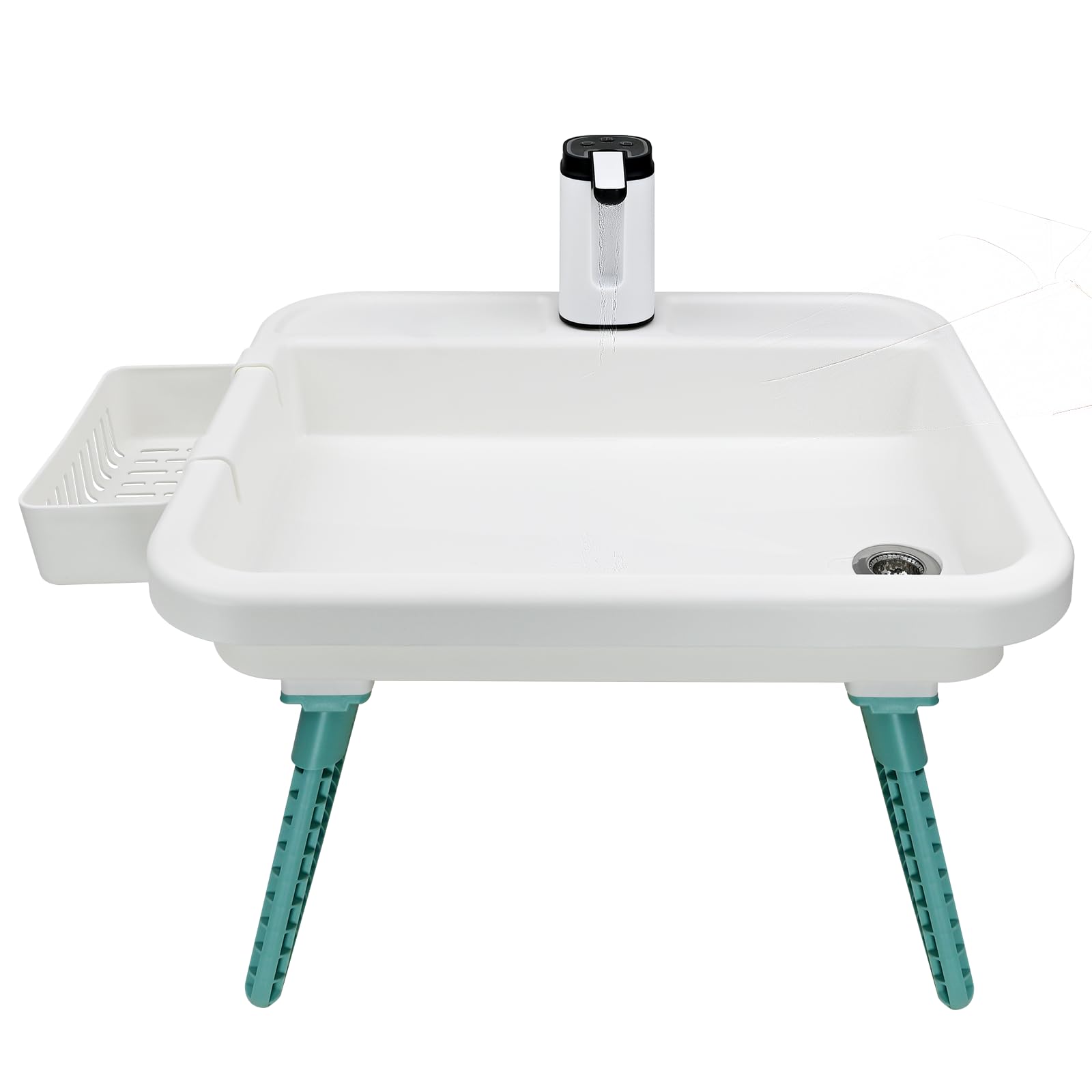 Fregadero portátil de camping y estación ligera de lavado de manos, no necesita fontanería, bomba de agua eléctrica, operación con un solo clic, fácil configuración para RV, patio, estudio de cerámica