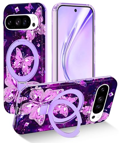 Shecaset for Google Pixel 10 Pro XL Case (2025),[Compatible with MagSafe][Glow in The Dark ] Magnetic Slim Shockproof Protective Women Girl for Google Pixel 10 Pro XL 6.8 inch,Purple - image 1
