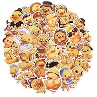 50pcs Cute Yellow Duck Stickers, Waterproof Kids Mini Yellow Duck Stickers for Water Bottle Laptop Bicycle Decor & Birthdays Themed Party Favour