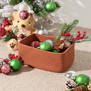 Shelf Storage Baskets for Organizing | Closet Organizer Bins | Small Baskets | Toy Basket | Cute Decorative Basket | Cube Storage Bin | Woven Rope Basket | 11.5×7.5×4.7” | 3 Packs Oxide Red Shelf Storage Baskets for Organizing Closet Organizer Bins Small Baskets Toy Basket Cute Decorative Basket Cube Storage Bin Woven Rope Basket 1157547 3 Packs Oxide Red