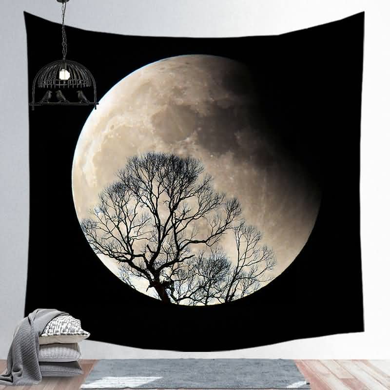 EHOMERY Tapestry Nature Scene African Tapestry Wall Hanging Black Treetop Moon Tapestry King Size Tapestry Kits For Adults Wall Hanging Blanket Living Room Bedroom Art Décor 150X200Cm