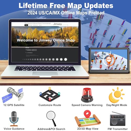 GPS Navigator for Car with 2025 US/CA/MX Offline Maps Free Update, 7 Inch Car GPS Navigation System for Vehicles RV Semi Truck Commercial Drivers with Voice Guidance Speedcam Alert, POI/ZIP Search, FM - Image 3
