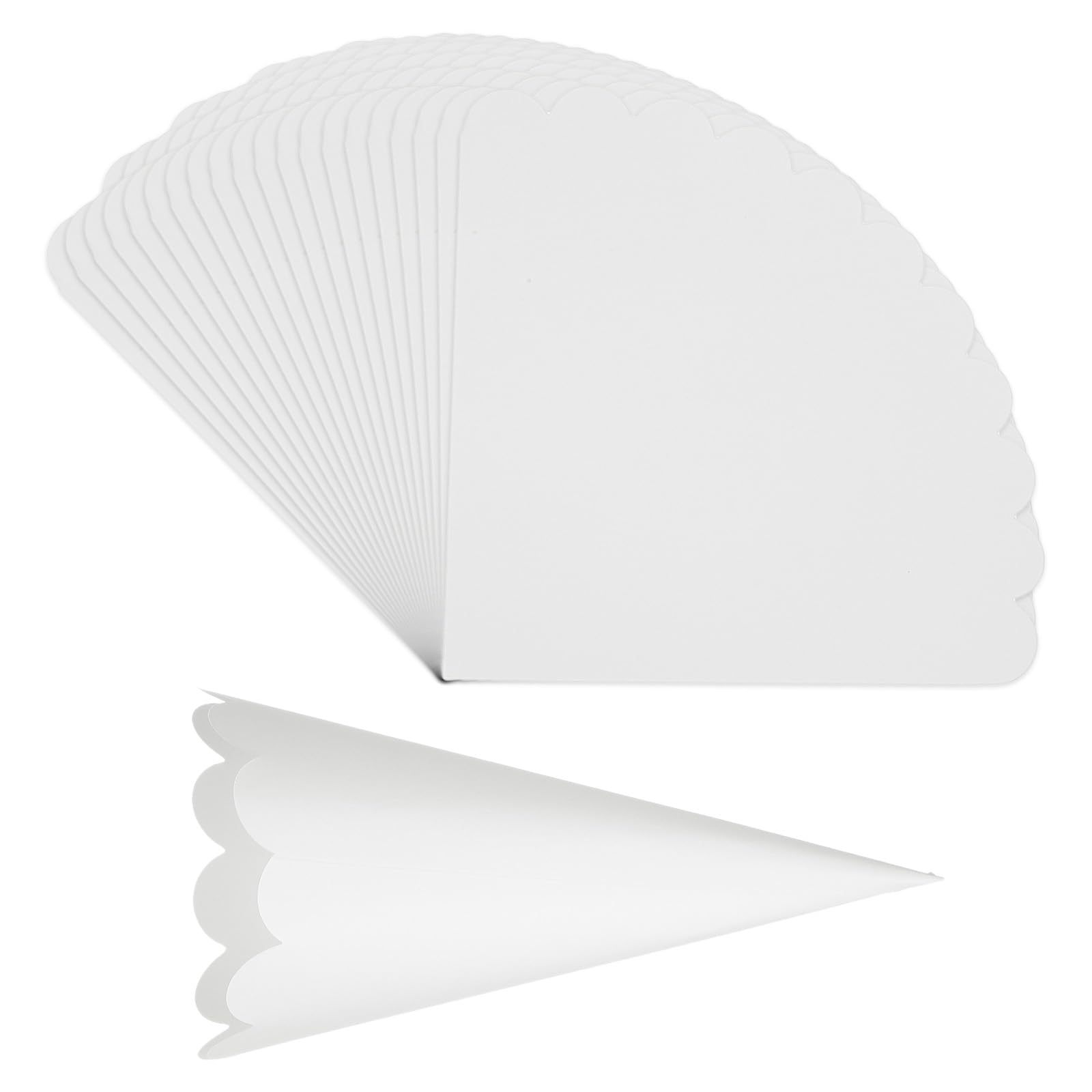 PATIKIL Coni Riso Matrimonio, 100Pz Coni Confetti Portaconfetti Carta Stampa a Onda Cava Bouquet per Feste Scatole Regalo Caramelle Sacchetti Cioccolato Addio Celibato Petali, Bianco