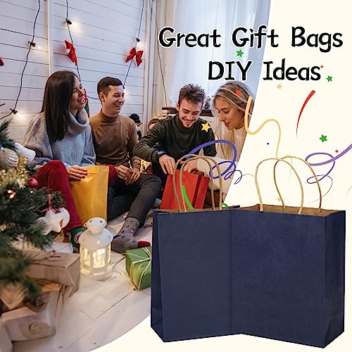 Gentleman Blue 100 Pack 10.5X8.5X4.5 Inch Gift Bags,Paper Bags With Handles,Paper Bags,Birthday Gift Bag,Gift Bags Bulk,Paper Lunch Bags,Party Bags,Gift Bags Medium Size,Wrapping Paper Bags,Goodie Bags #TOP3