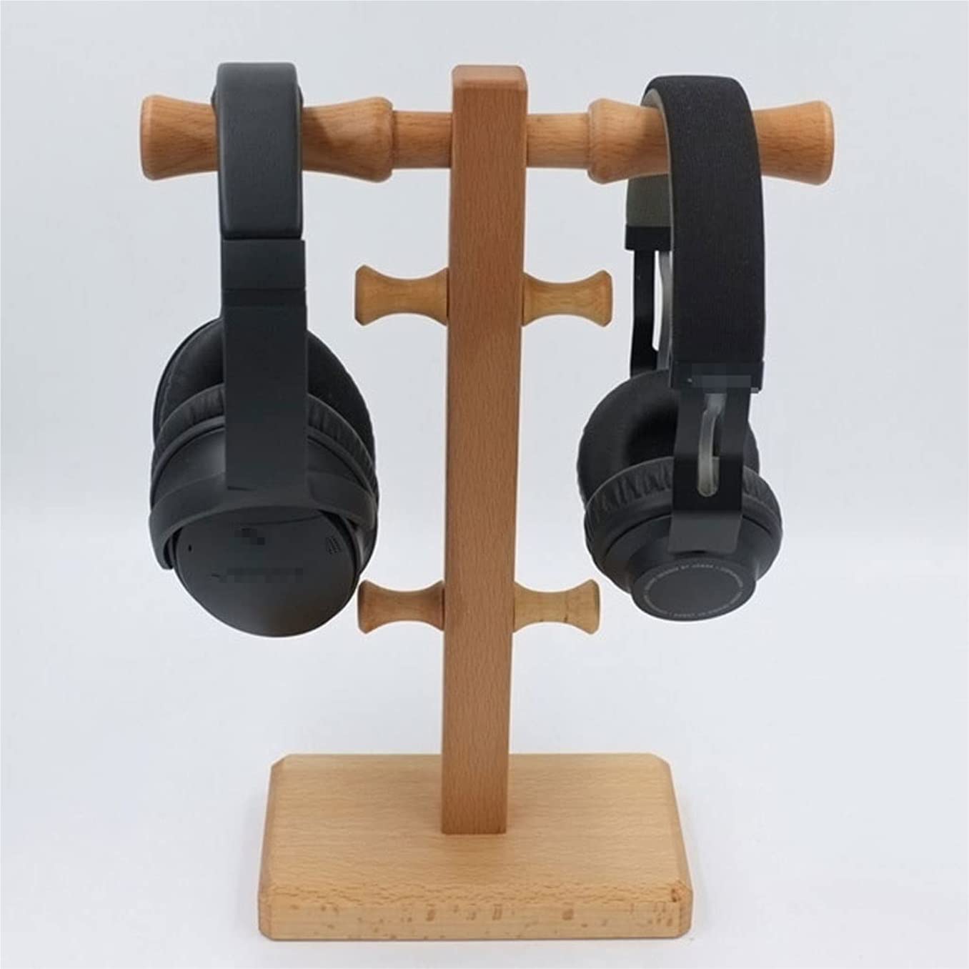 Soporte para Auriculares Soporte De Auriculares De Haya Soporte De Auriculares Doble Multifuncional con Columna De Bobinado Ahorre Espacio Soporte Cascos(9.1 * 12.6in)