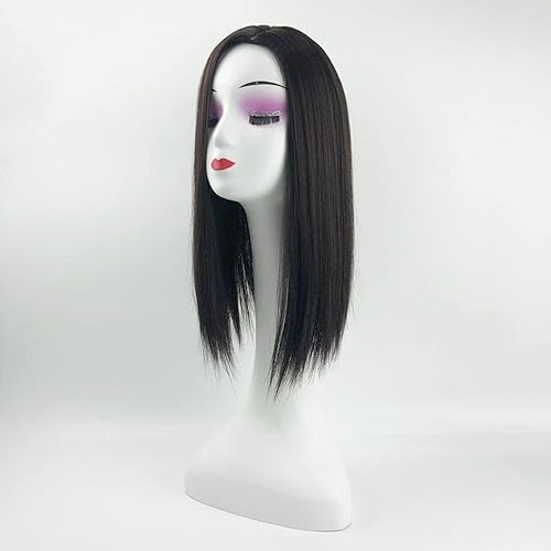 Miniatura 5 de YYDS Parte izquierda, de seda, lacio, con clip, mezcla natural, Snythetic, Topper para mujeres que pierden cabello (1b# negro)