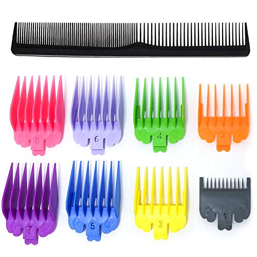 Guide Comb Set, 9Pcs Multi-Color Limit Combs Plastic Hair Clippers Attachment for Hair Trimmer 3-25mm Universal Hair Salon Tools, Compatible with Wahl Clippers