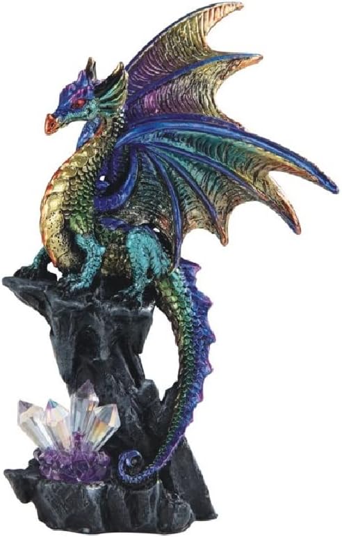 ICE Armor 6" H Purple Dragon Guarding Faux Crystal Gemstone Statue Fantasy Decoration Figurine