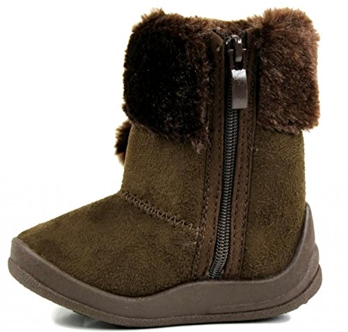Kali Footwear Little Girl's Bany Flat Pom Pom Ankle Boot 7 Brown3