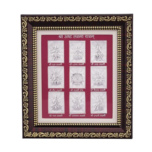 Image of 999Pure Silver Ashta Laxmi Photo Frame for Home & Office | Premium Silver | PoojaRoom & Wall Decor | Wedding & Festival Gifts | Certificate Included | Tabletop Size 5.5x5 inch