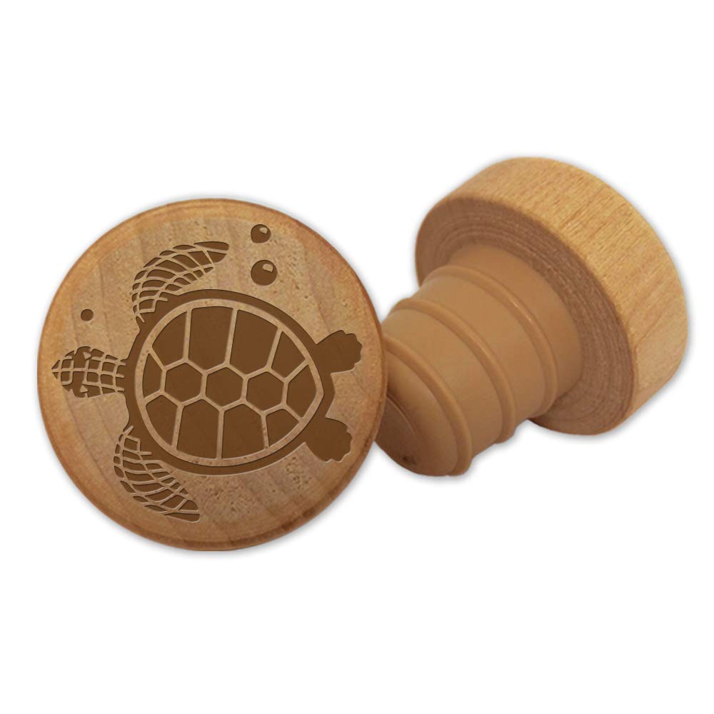Bouchon à vin en bois cadeau idéal WineO 99112 motif tortue de mer