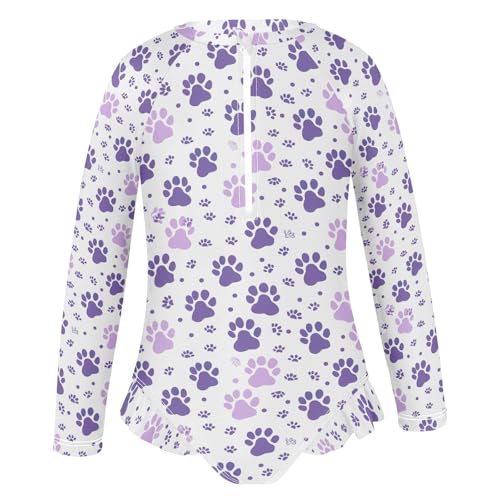 Dog Paw Print Girls Long Sleeve Swimsuit UPF 50+ Rashguard Swimwear One Piece Bathing Suit for 3-12 212183944