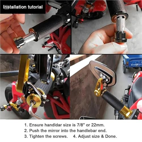 Espejos retrovisores de motocicleta para Suzuki GSXF 650 y 1250 manillar de scooter 1 par 4