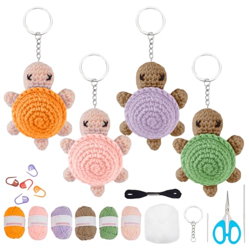 Kit de crochet débutant tortues de mer avec fils colorés et accessoires