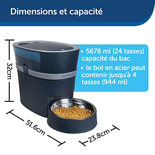 PetSafe Distributeur de Croquettes Automatique Connecté Smart Feed Smartphone pour Chien/Chat (iPhone ou Android) - Portions ajustables, avec minuterie, bol en acier inoxydable, 24 Tasses – 5,7 litres PetSafe Distributeur de Croquettes Automatique Connecté Smart Feed Smartphone pour Chien/Chat (iPhone ou Android) - Portions ajustables, avec minuterie, bol en acier inoxydable, 24 Tasses – 5,7 litres