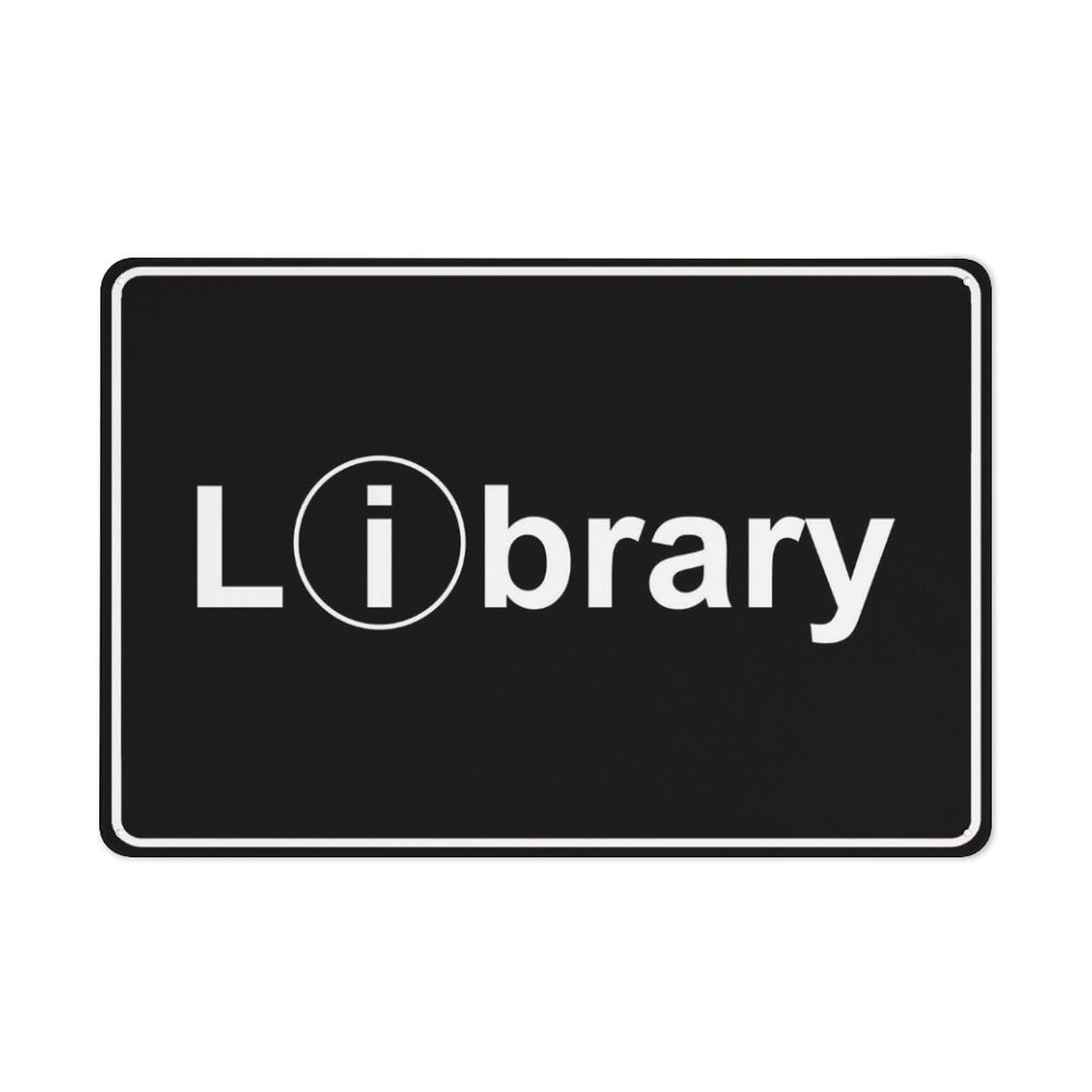 Library Black Sign Warning Tin Sign Home Kitchen Farm Garden Garage Wall Decor 12X8Inch