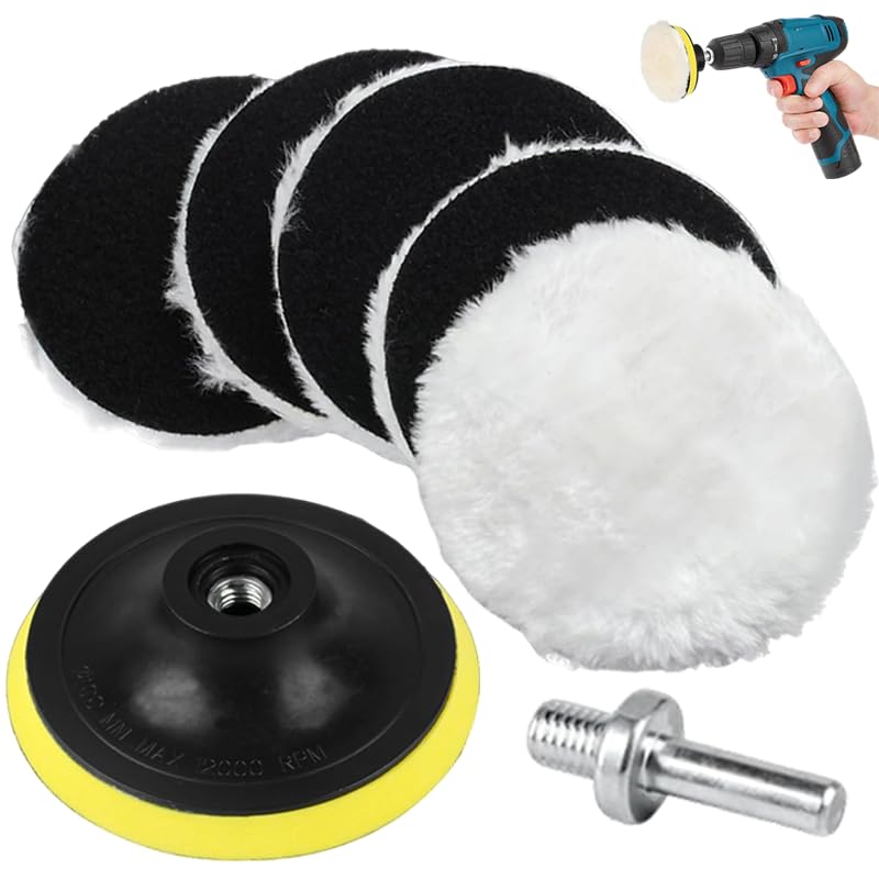 7PCS Polishing Pads for Drill Set with Drill Buffer Attachment Durable Car Polishing Pads for Paint Metal and Glass Easy to Use for DIY Car Detailing and Home Polishing Jobs