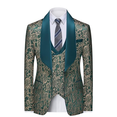Mens Tuxedo Suit Set 3 Piece Slim Fit Wedding Prom Suit Blazer Jacket Vest Pants2