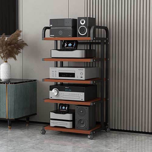 XingLi Movable Media Stand Entertainment Center for TV, AV Media Stand, Consoles, Streaming, Audio Video Components, Stereo Equipment, Gaming Devices?5 Tier Shelf(Color:B)