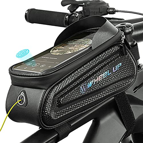 Suksadum Bike Frame Bag Bike Phone Holder Waterproof Bicycle Phone Holder Mount Eva Hard Shell TPU Touch Screen Below 7.0 Inches, Sun Visor with Earphone Hole, Men Women Bicycle Accessories