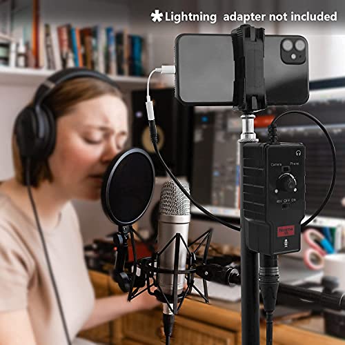 Nicama Xlr Female To 3.5Mm Trs And Trrs Adapter With Phantom Power For Shotgun Or Condenser Microphones, V2 Mic Preamp For Ipad Dslr Camera #TOP4