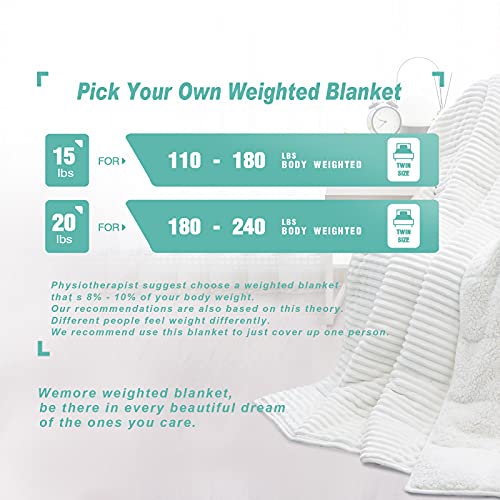 Wemore Sherpa Fleece Weighted Blanket 15 Pounds, Stripe Weighted Blankets For Adult, Dual Sided Soft And Plush Weighted Blanket, Bed Blanket Throw Twin Size 60"X 80" Inches Cream #TOP4