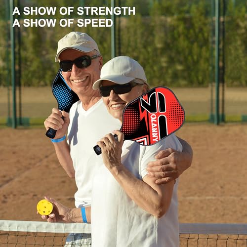 Image of OLANNY Graphite Pickleball Paddles Set- Premium Rackets Fiber Face & Polymer Honeycomb Core Pickleball Set Includes Pickleball Paddles + Pickleball Balls+ Replacement Soft Grip + 1 Bag