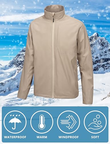 Little Donkey Andy Men's Waterproof Fleece Lined Jacket, Warm Windproof Golf Windbreaker With Pockets3