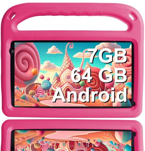 SUAAT Tablette Android 7" 64GO +7GO RAM, WiFi 5G, Caméra Double, Rose